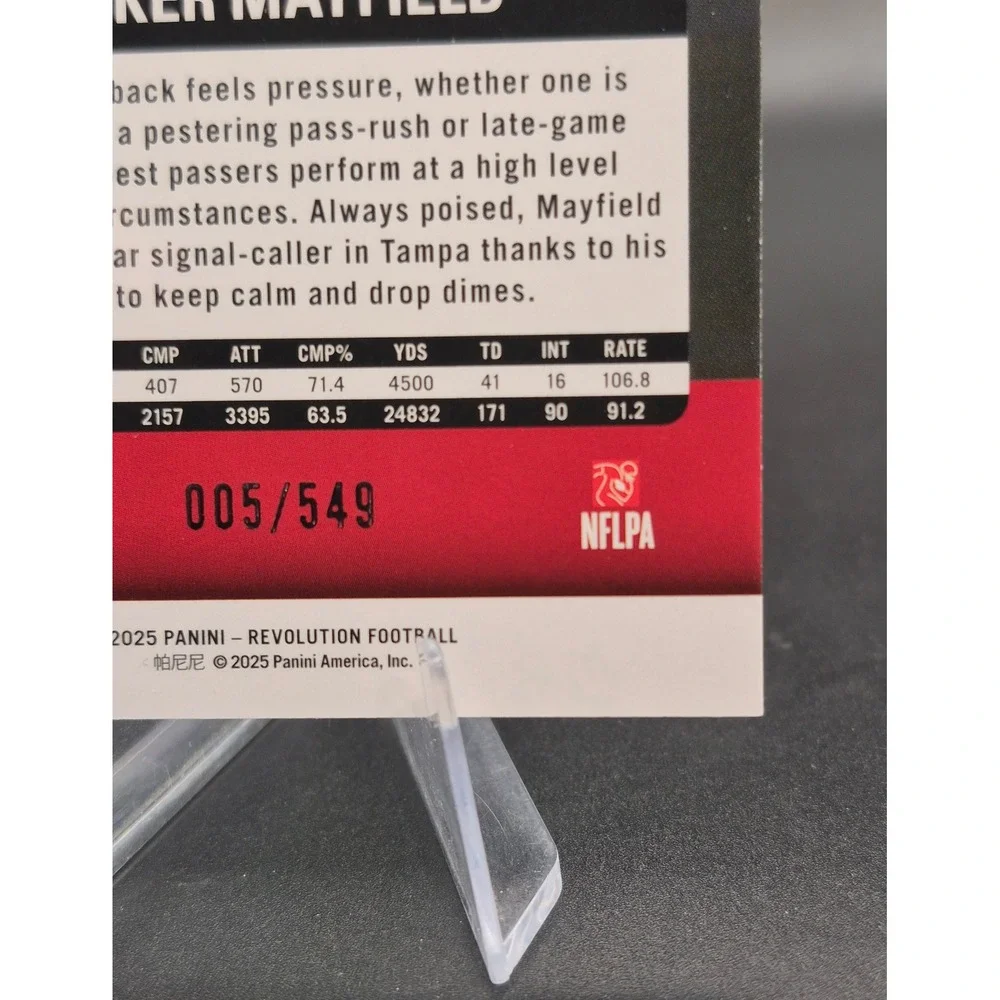 2025 Panini Revolution Baker Mayfield #87 Purple Storm /549 Buccaneers